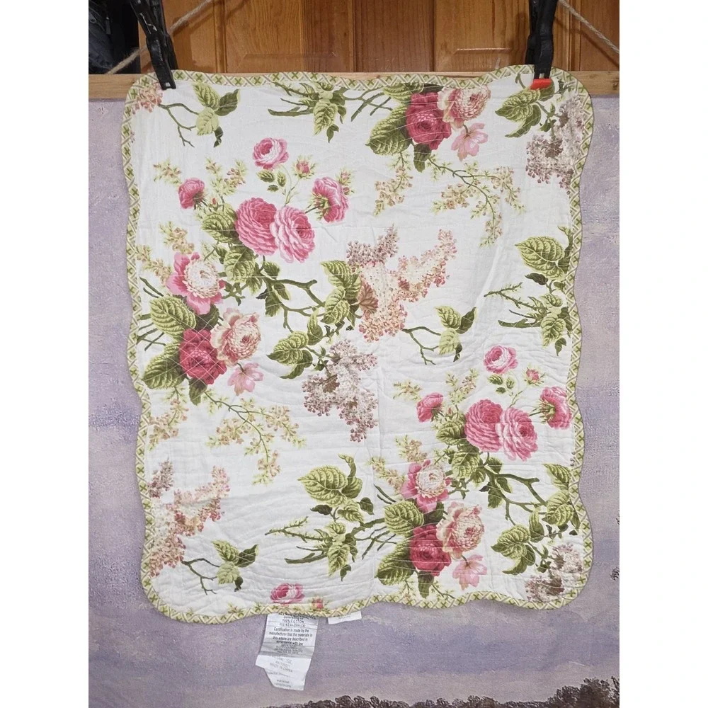 Waverly Emma's Garden Quilt Twin Size 1 Sham And Bed Skirt Shabby Chic 68x86